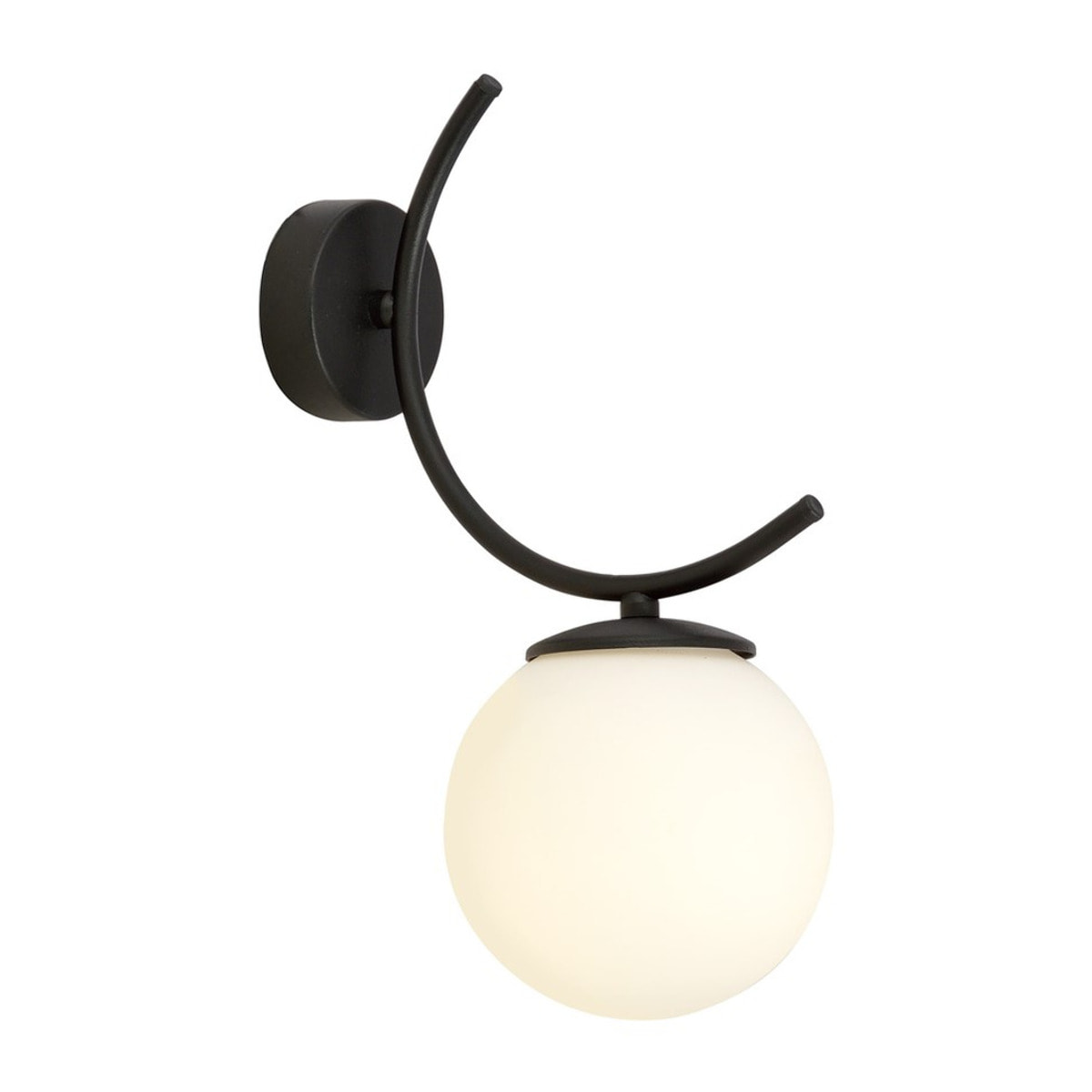 Lampada a parete Boston in acciaio nero e vetro opalino