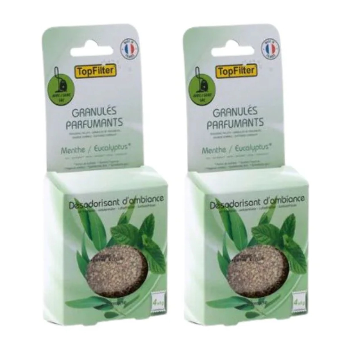 Lot de 2 x 4 Sachets de granulés de parfum pour aspirateur à la menthe/eucalyptus TopFilter