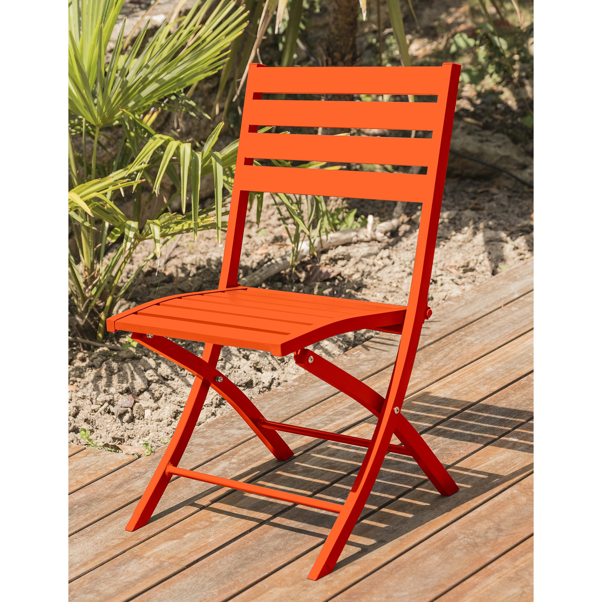 MARIUS - Chaise de jardin pliante en aluminium orange