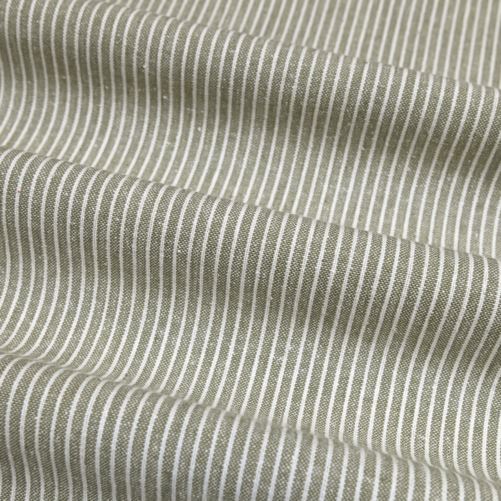 Torchon de cuisine en coton à fines rayures tissées - Kaki