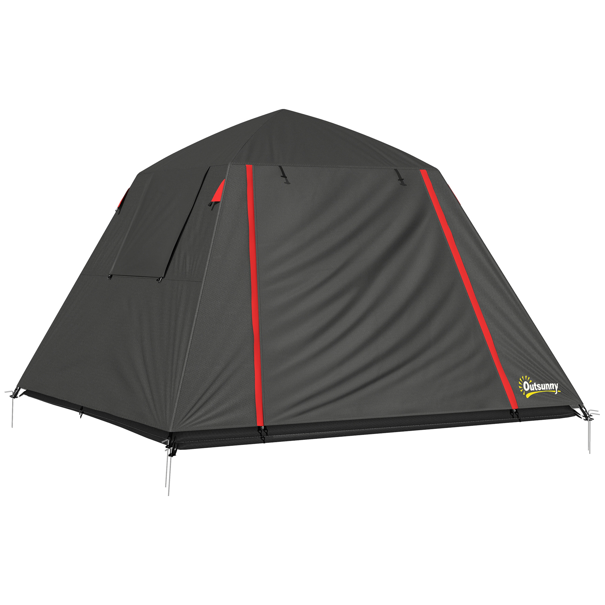Tente camping dôme 2 pers. imperméable 3000mm - 2,1x2,1x1,5m - anthracite
