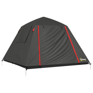 Tente camping dôme 2 pers. imperméable 3000mm - 2,1x2,1x1,5m - anthracite