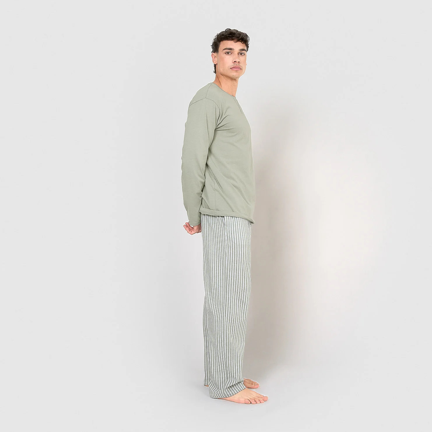 Pigiama lungo di cotone verde