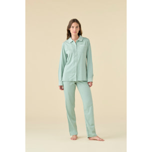 Pigiama donna in cotone con top stile camicia e pantalone lungo articolo little flower Noidinotte