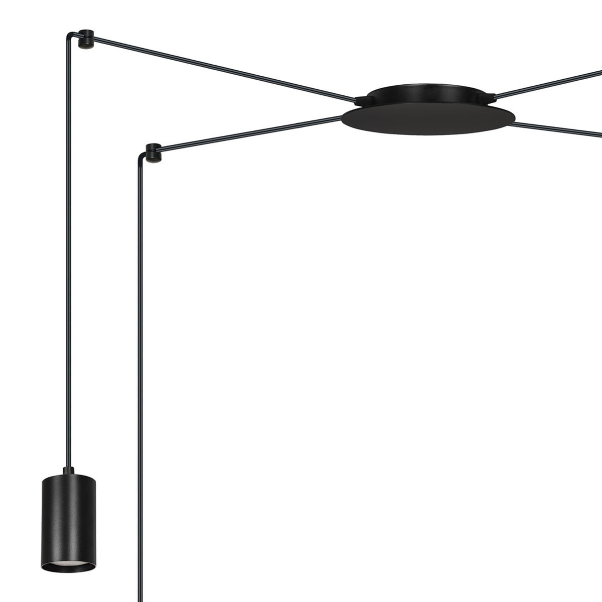 Lampada a sospensione TRAKER con struttura in acciaio nero