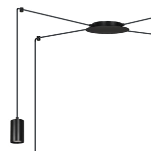 Lampada a sospensione TRAKER con struttura in acciaio nero