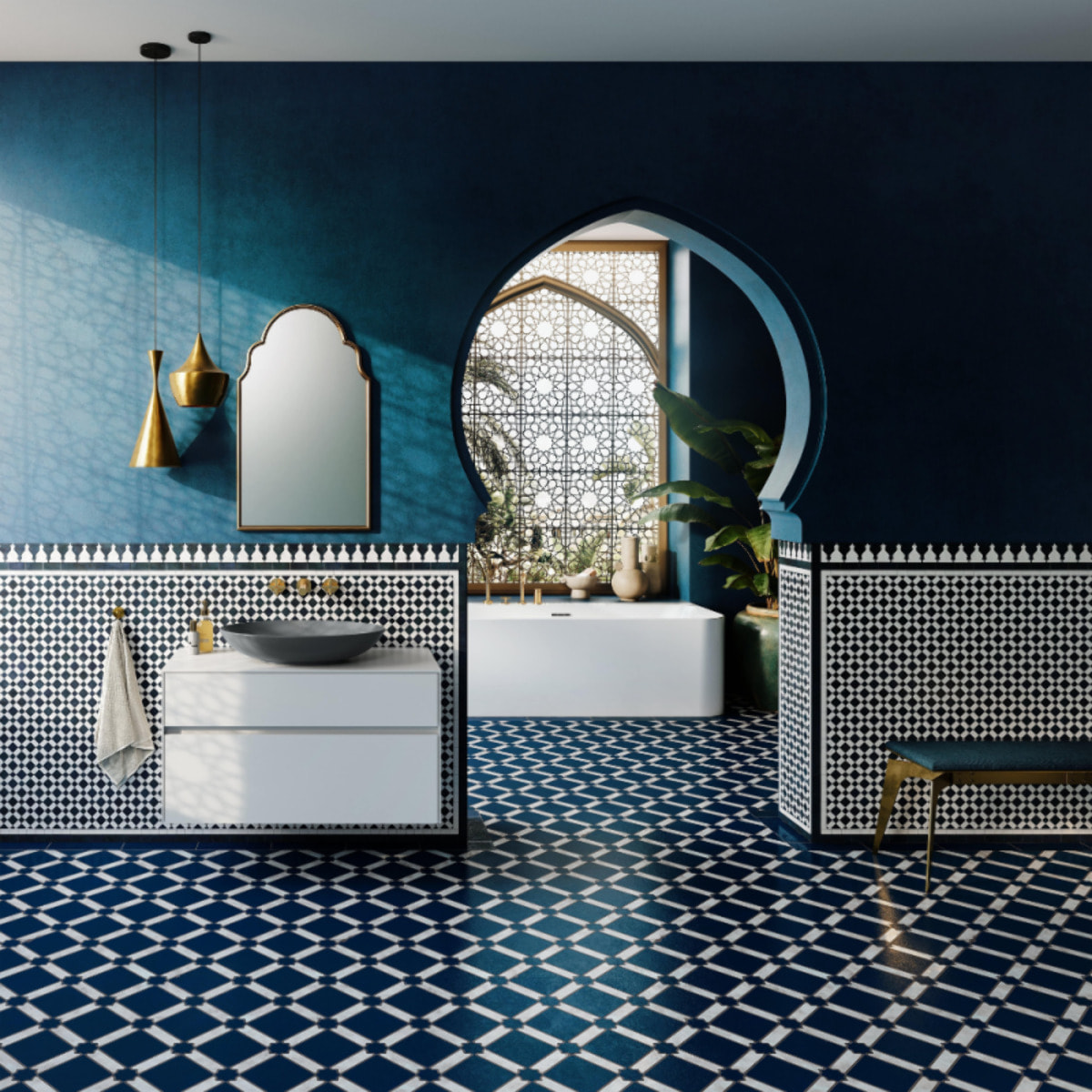 Baignoire murale semi-îlot VILLEROY & BOCH Loop & Friends avec bonde et trop-plein blanc