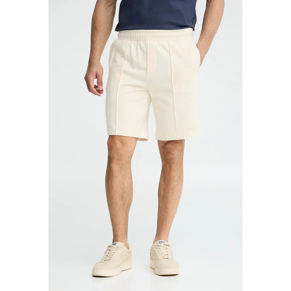 Bermuda jogger ecrù con logo Polo Club