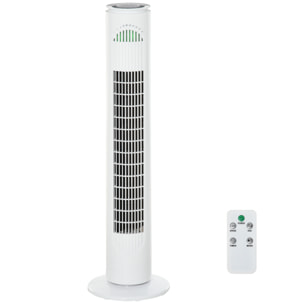 Ventilateur colonne tour oscillant 45 W silencieux télécommande incluse minuterie 3 modes 3 vitesses blanc