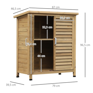 Armoire de jardin sur pied portes persiennes bois sapin autoclave vert