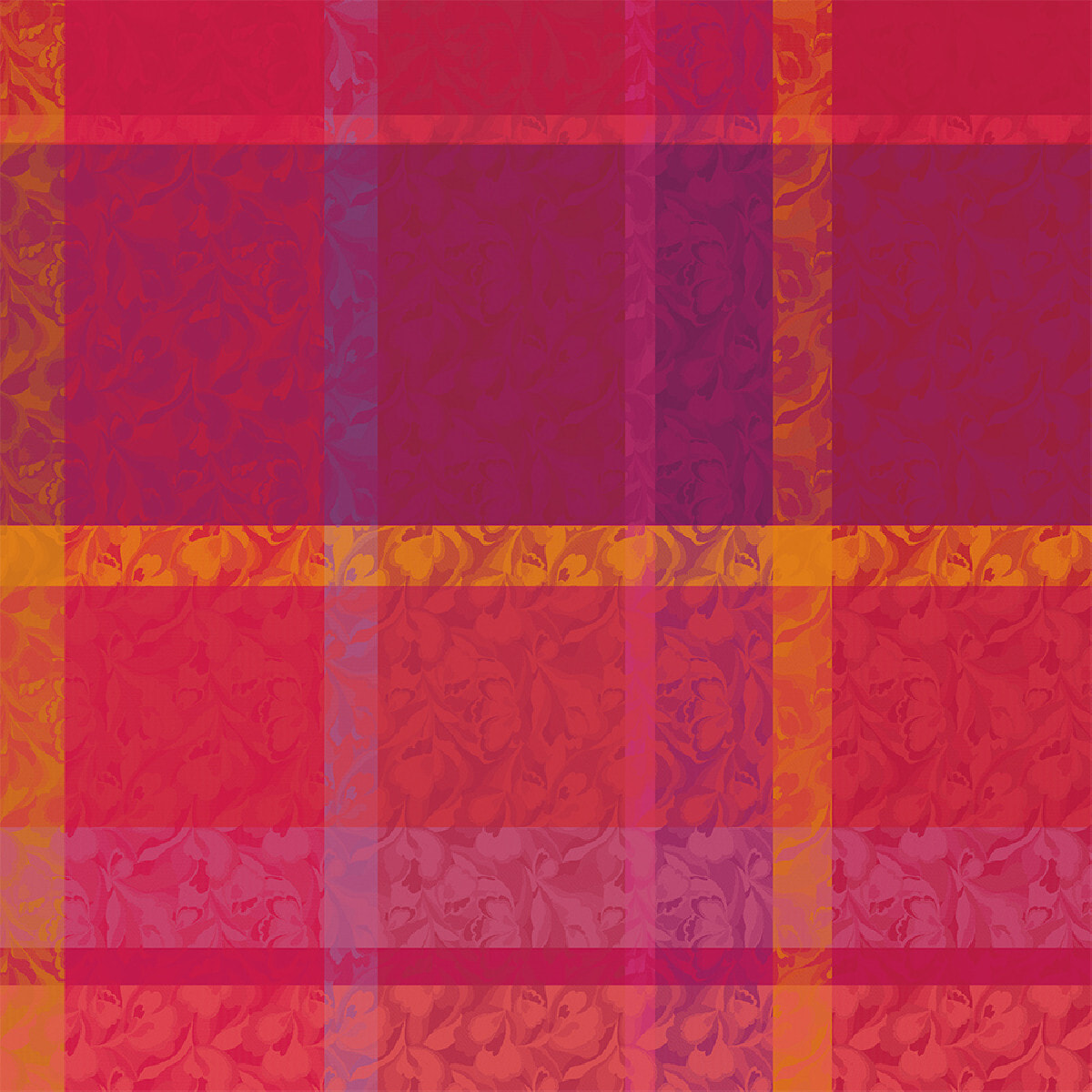 Nappe pur coton motif jacquard rouge Mille folk cranberry