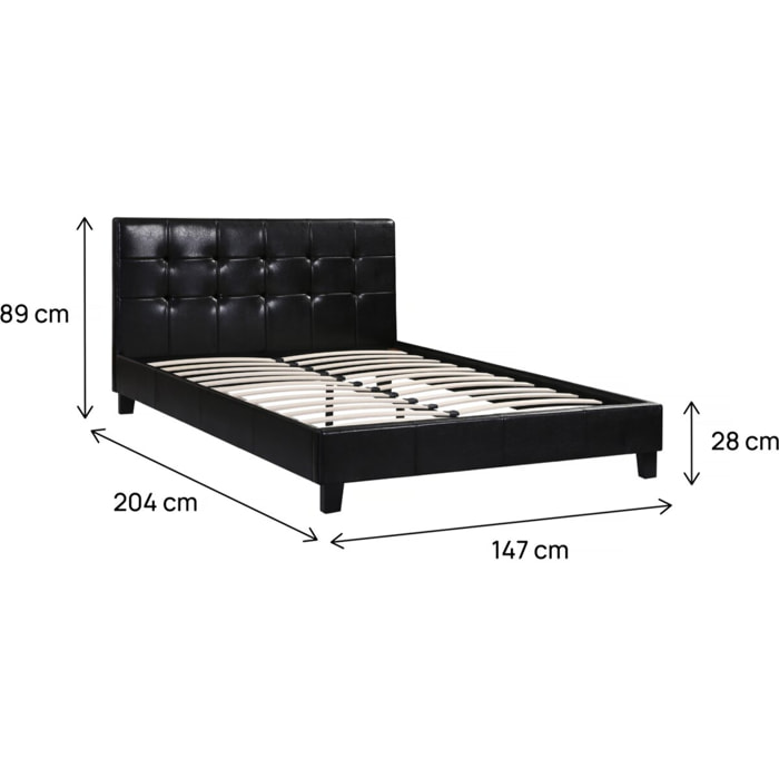 Lit double en pvc "Julia" - 140 x 190 cm - Noir