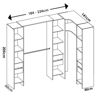 Guardaroba grande Alanno, Mobile camera da letto, Cabina armadio portabiti, Armadio appendiabiti, 234x141 h205 cm, Rovere