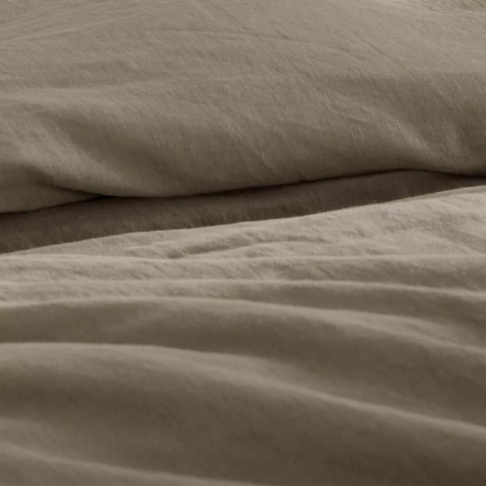 Housse de couette pur lin lavé 165 g/m² uni beige marron Le lin lave taupe