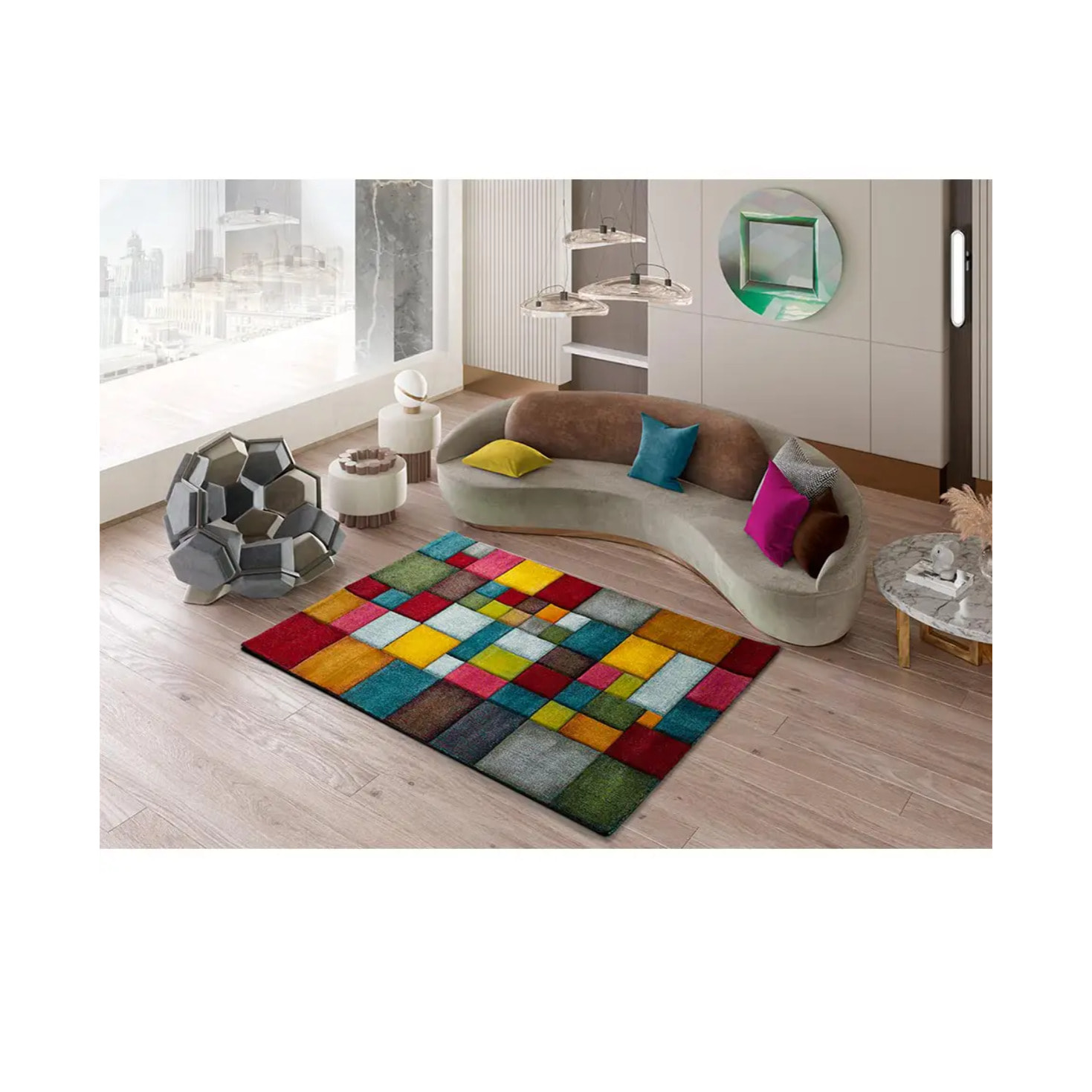 Alfombra geométrica Harlequin Multicolor, varias medidas disponibles