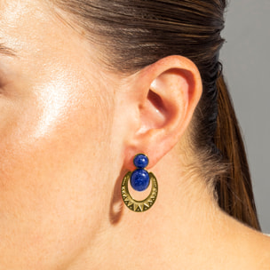 Pendientes de Lapislazuli Natural acabados en oro amarillo de 18K- Euwil