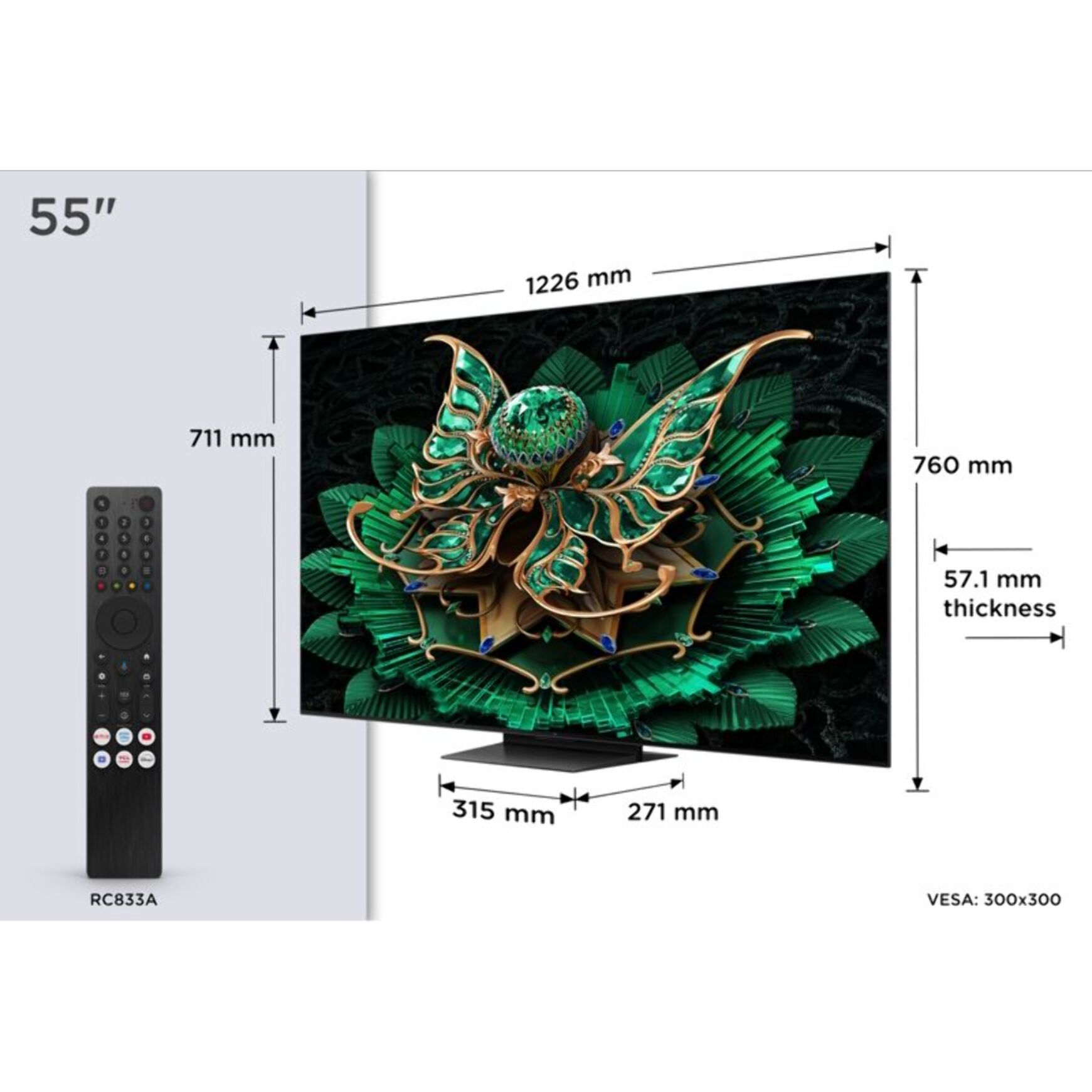 TV Mini LED TCL 55C79K 2025-55 pouces (139cm)
