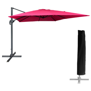 Parasol déporté MOLOKAI carré avec housse - Fuchsia