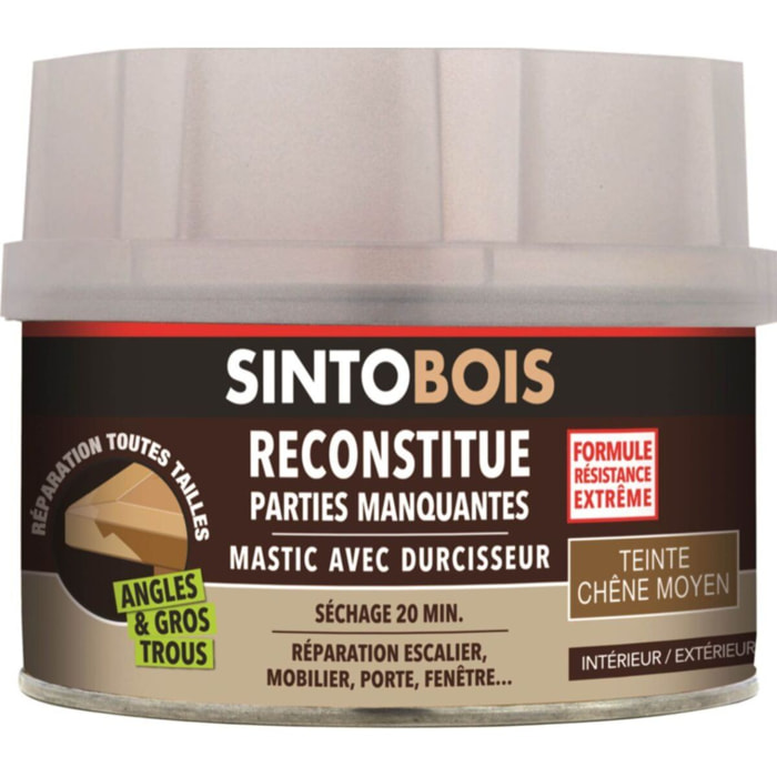 Mastic à bois avec durcisseur angles/gros trous chêne moyen 500ml - SINTO - 139711