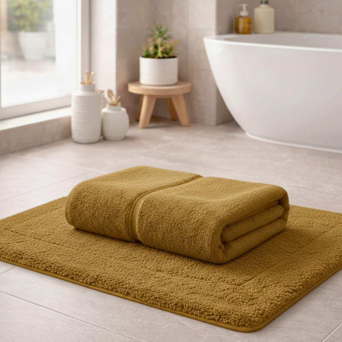 CASA MATTA Telo Bagno in Spugna di Puro Cotone 650 gr/mq_Senape