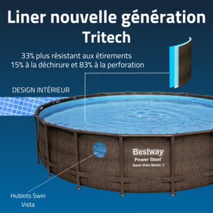 Bestway Piscine hors sol tubulaire ronde Bestway Power Steel Swim Vista II 549 x 122 cm décor bois