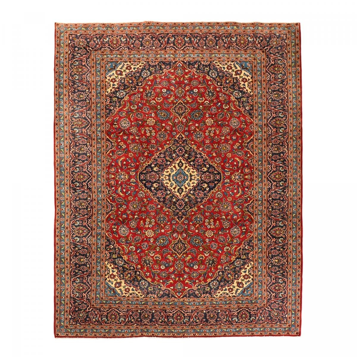 Athentique tapis persan Kashan de grandes dimensions, pièce unique, noué à la main en laine