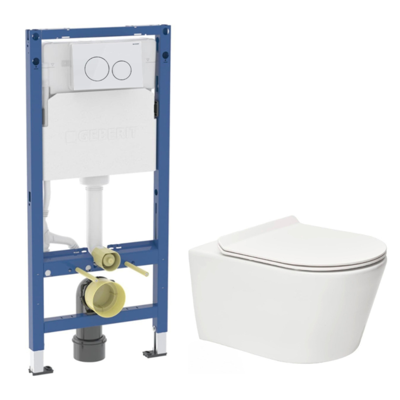 Duofix pack WC bâti-support + WC suspendu sans bride Swiss Aqua Technologies avec abattant SoftClose + plaque (GEBSTBRWR04-FR)