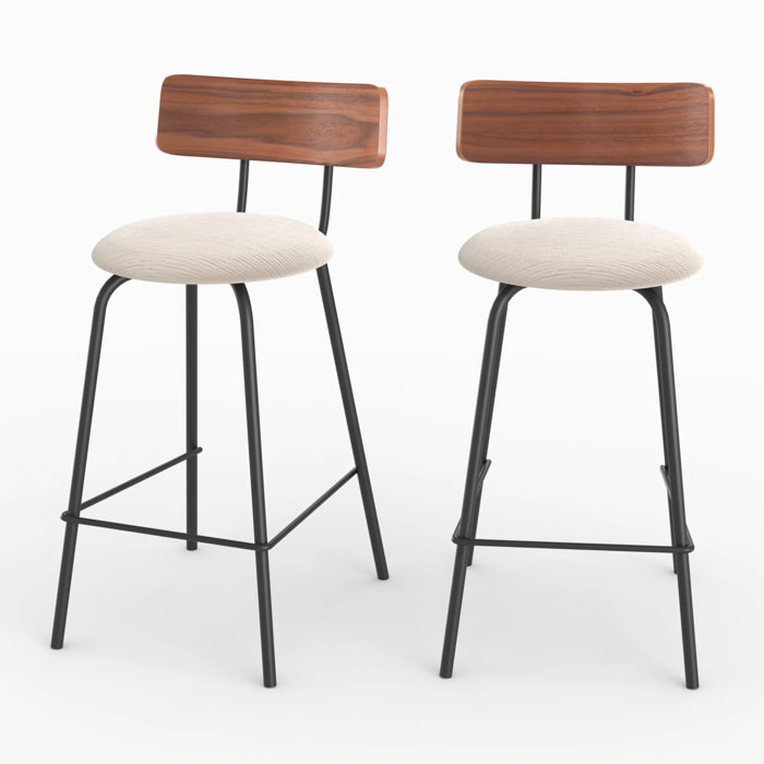Lot de 2 chaises pour îlot central 64 cm en tissu beige - Alize