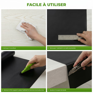 Rouleau adhésif décoratif Vinyle au Mètre - Noir - Sticker Lavable Imperméable Mur Cuisine Meubles