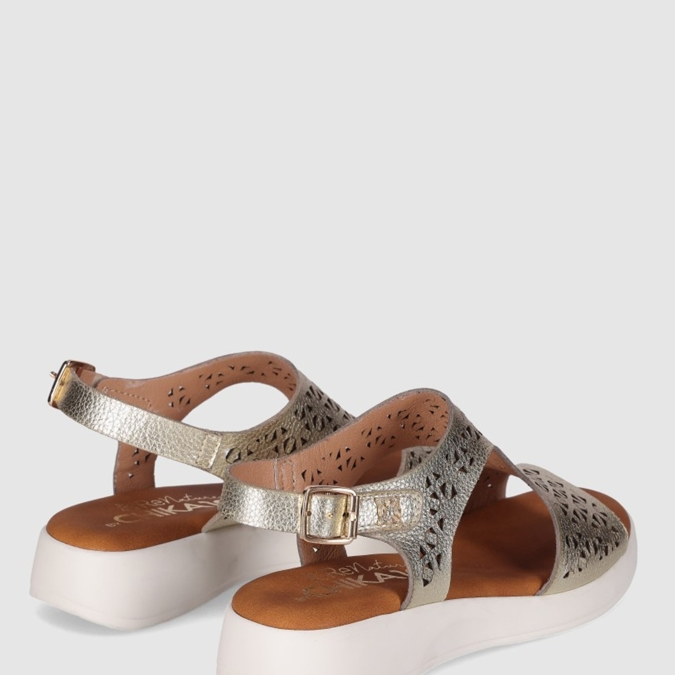 Sandalias de Piel - Oro - Tacón: 3 cm