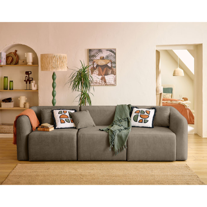 Ikare - module d'assise d'angle gauche - en tissu - Taupe