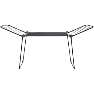 Stendibiancheria Estensibile Fino a 2 Metri Griglia Telescopica 30 M di Stenditura Stendino Grande Con Ruote Richiudibile 218-300 x 55 x 126 cm Nero