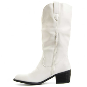 Botas de Tacón - Blanco - Altura: 4 cm