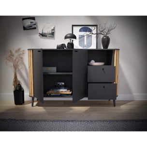 Camberwell - buffet bas - gris et effet bois - 138 cm - Bois / Gris