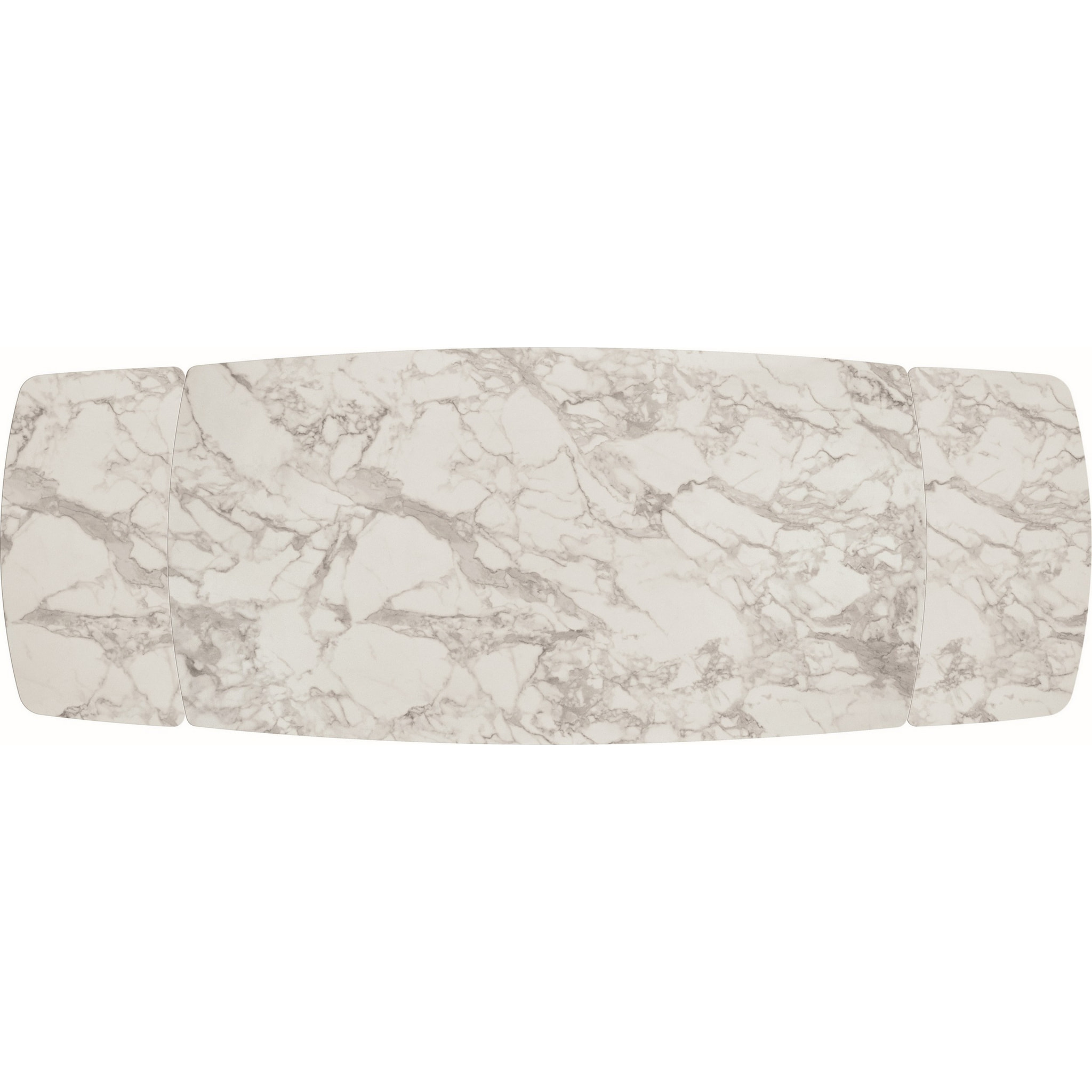 Tavolo FIGARI in vetroceramica bianco arabesco con gambe a X in metallo bronzo, allungabile 180x90 cm - 260x90 cm