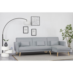 Canapé d'angle réversible et convertible 4 places en tissu gris NICE