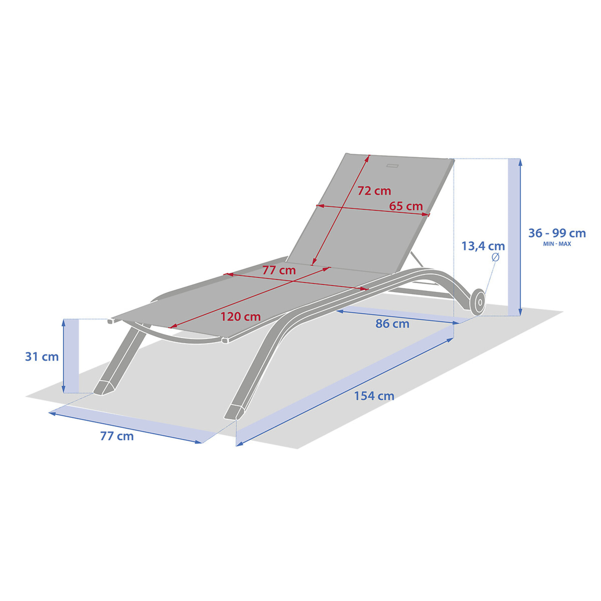 Transat "Jimani" cacao & avoine 2 roues en aluminium et texaline