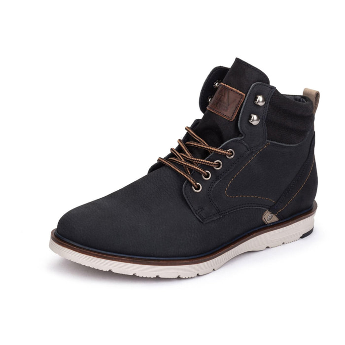 Botines Casual De Piel Marino Con Cordones para Hombre