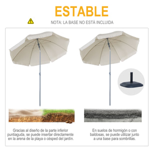 Sombrilla de Playa Diá¡metro Ø200cm con Techo Inclinable Poste Desmontable Crema