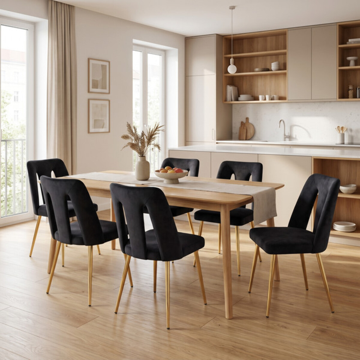 Sedia Imbottita in Effetto Velluto con Schienale Aperto e Gambe Oro, Design Moderno ed Elegante per Sala da Pranzo, Cucina, Soggiorno, Studio e Ufficio