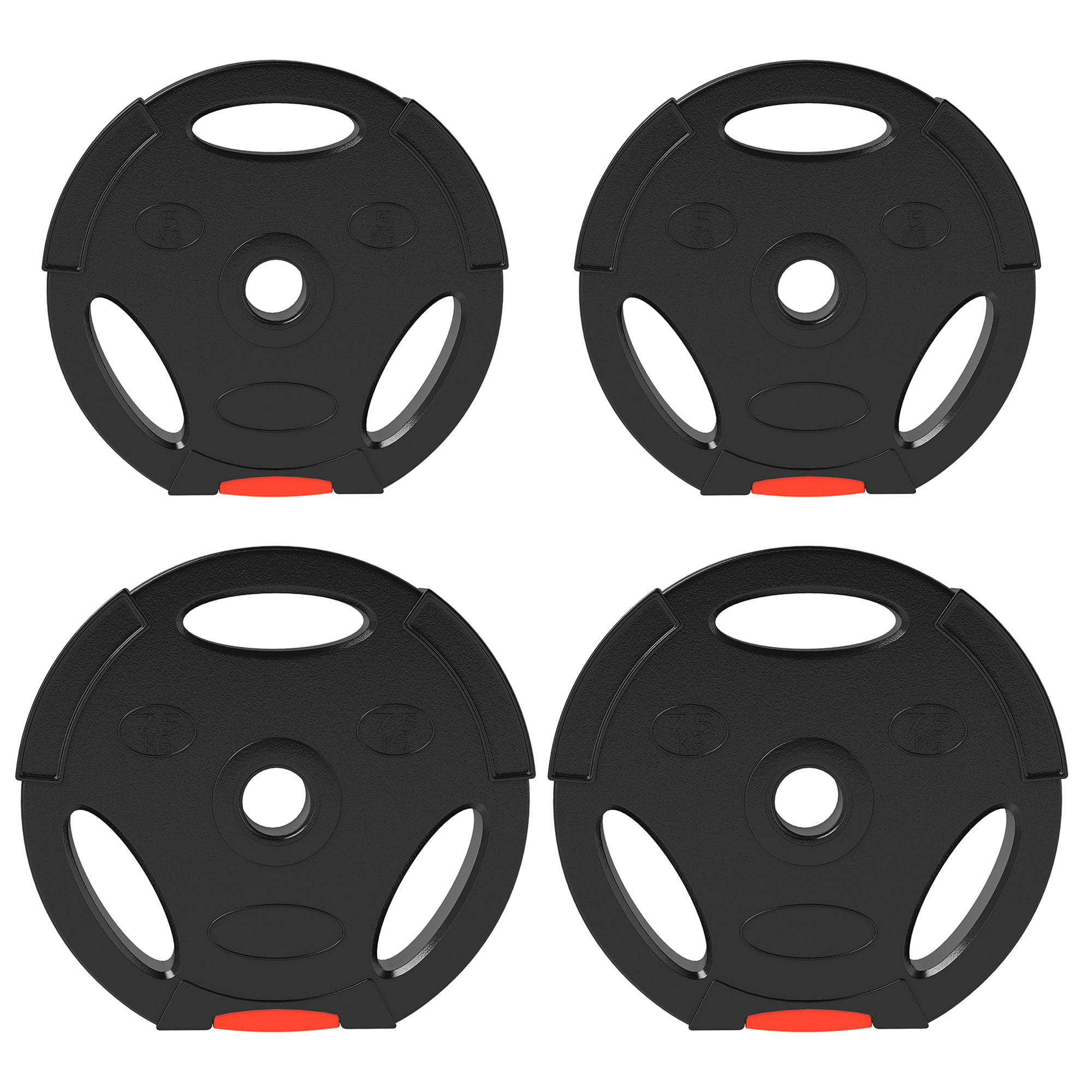 Juego de Discos Pesas de 4 Piezas Discos de Pesas Total 25 kg 2x7,5 kg 2x5 kg con Orificios de 2,5 cm para Entrenamiento Fitness en Hogar Gimnasio Negro