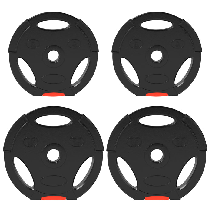 Juego de Discos Pesas de 4 Piezas Discos de Pesas Total 25 kg 2x7,5 kg 2x5 kg con Orificios de 2,5 cm para Entrenamiento Fitness en Hogar Gimnasio Negro