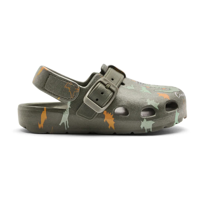 Sandalias Zueco Niños Hebilla Estampado Dinosaurio