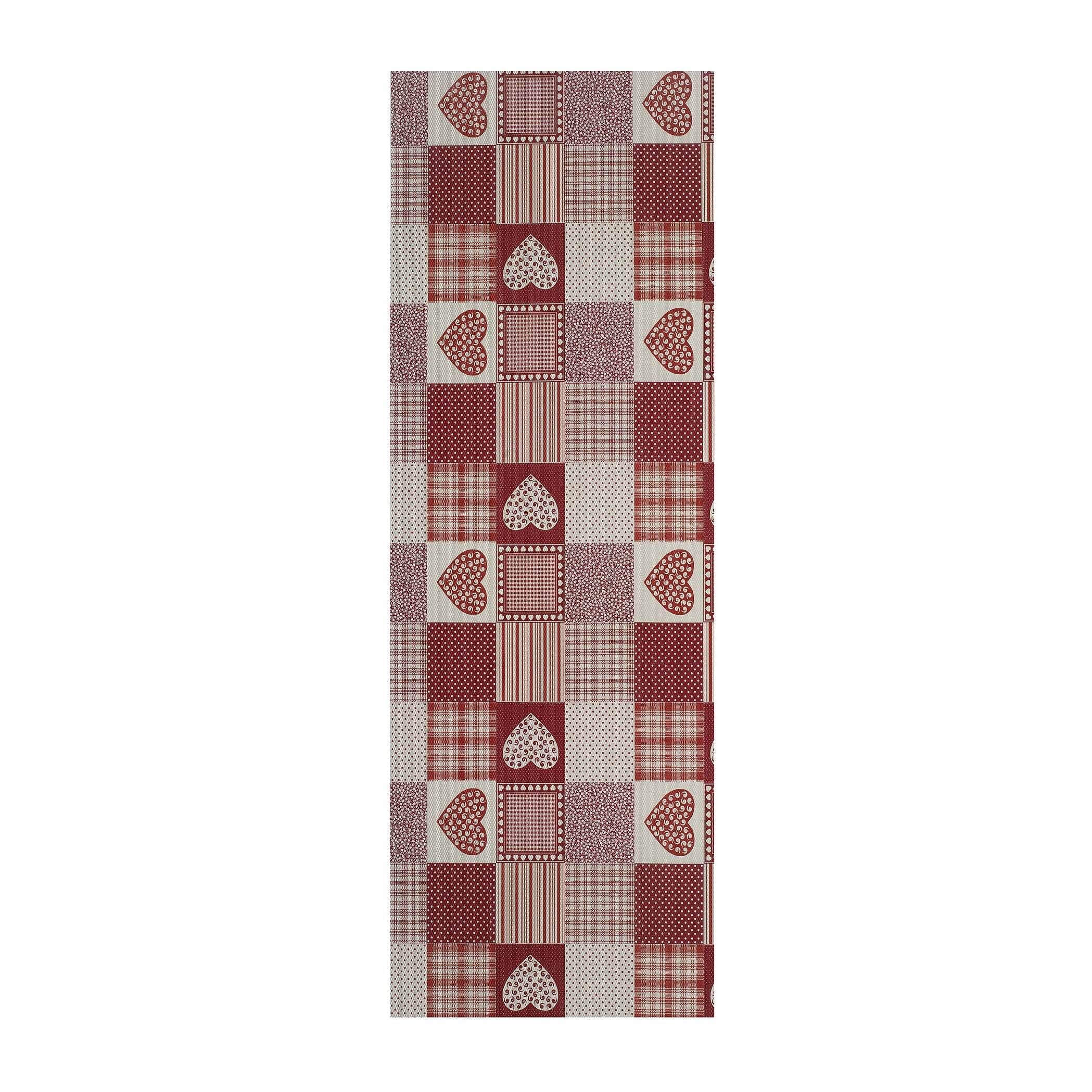 SALLY Alfombra vinílica de cocina patchwork en rojo, varias medidas disponibles.