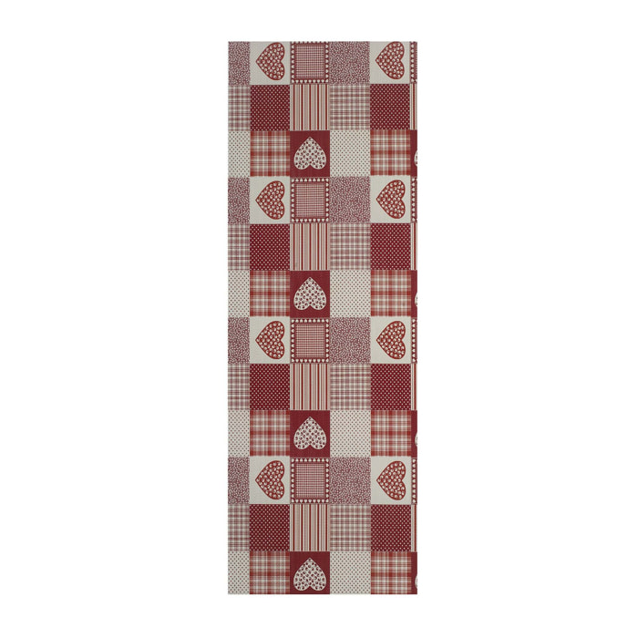 SALLY Alfombra vinílica de cocina patchwork en rojo, varias medidas disponibles.