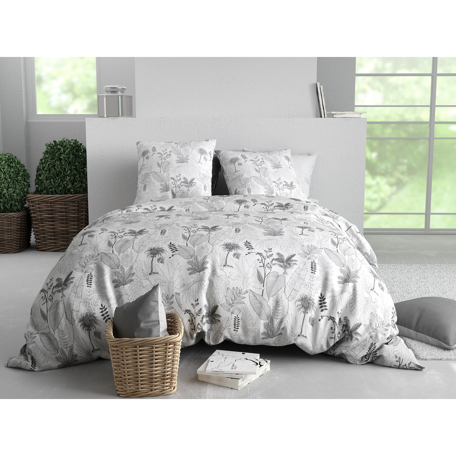 Parure housse de couette imprimée 240x260cm + 2 Taies 100% coton 57fils MERIGOLD