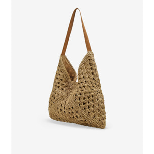 Bolso de hombro tostado en rafia