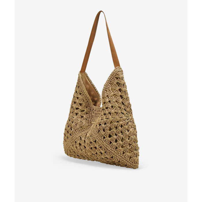 Bolso de hombro tostado en rafia