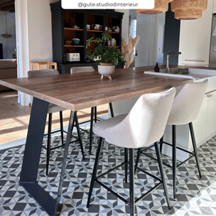 Lot de 2 chaises pour îlot central 66,5 cm en tissu beige - Pipo