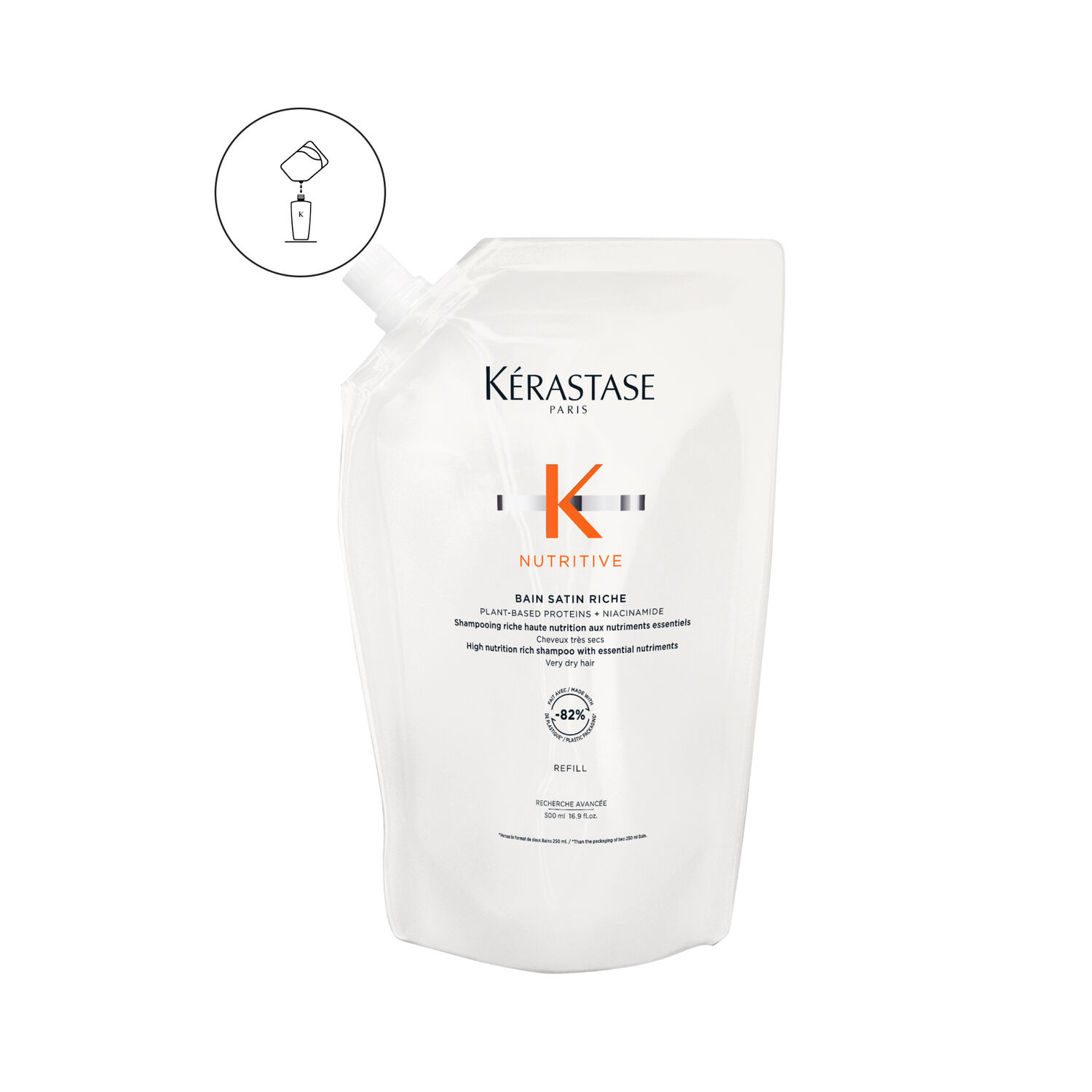 Kérastase Nutritive Bain Satin Riche - Recharge Shampoing riche haute nutrition - cheveux très secs moyens à épais